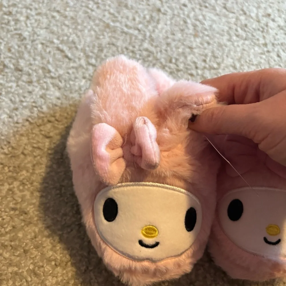Hello Kitty My Melody Plush Slippers NEW 11/12 Pink Kids Girls